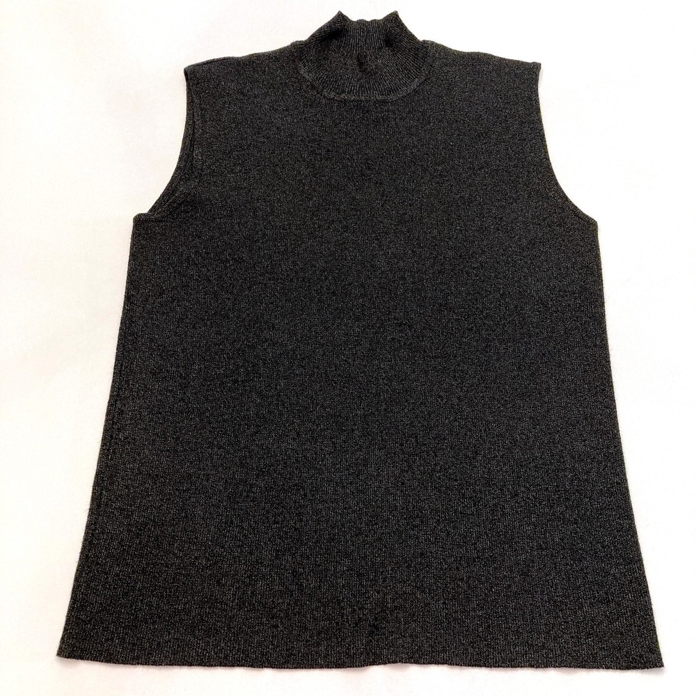 Chico's Design Mock Neck‎ Sleeveless Sweater Womens Large Brand Sz 2 Black Knit